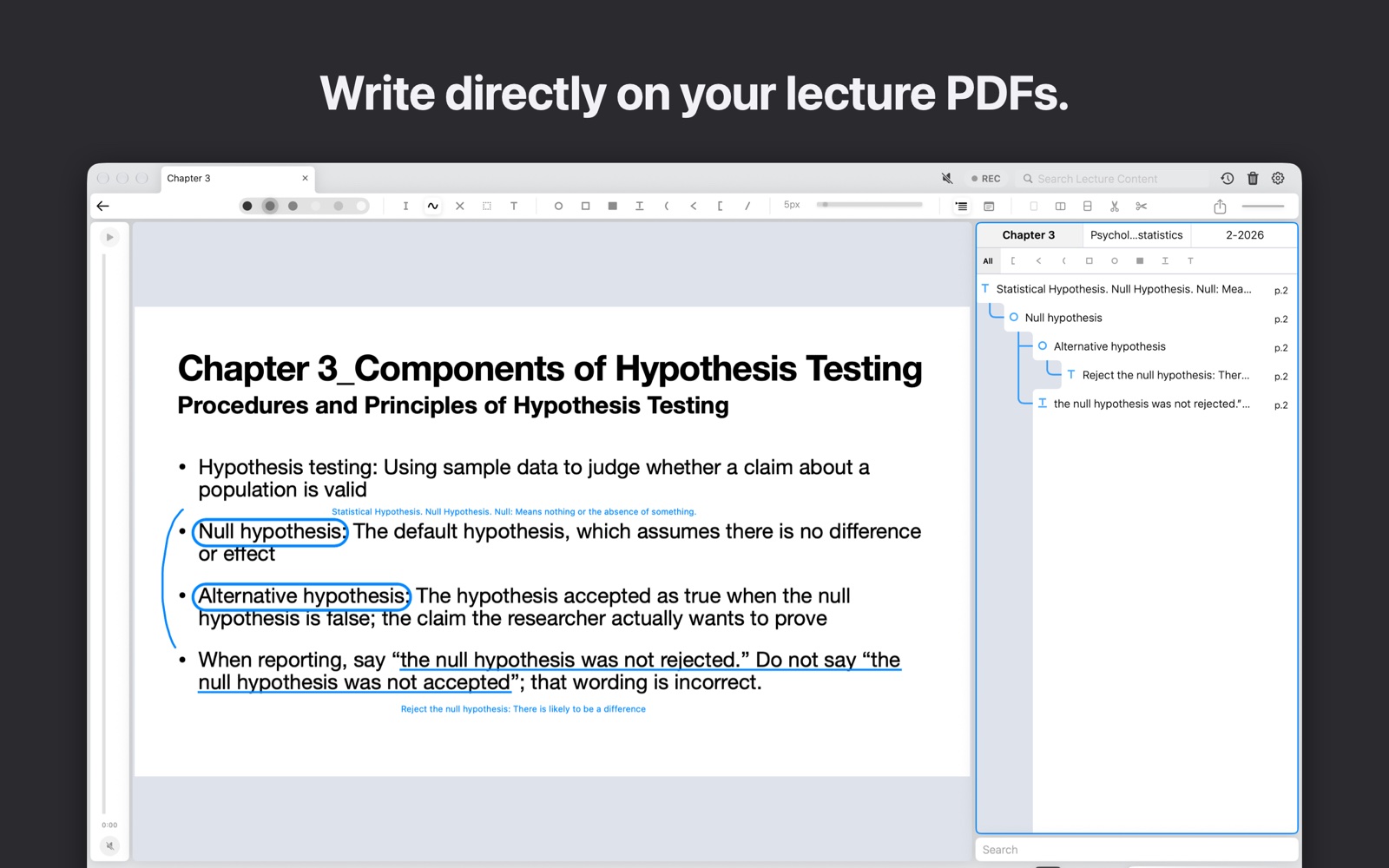 강의 PDF 위에 바로 필기한 화면